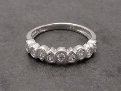 Tropfen Ring zeitlos - Sterling Silber rhod. Zirkonia - Größe 50