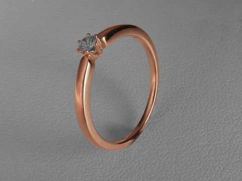 Verlobungsring - Rotgold Ring - Brillant 0,10 ct. W/Si - Gr. 48 - 585 Rotgold