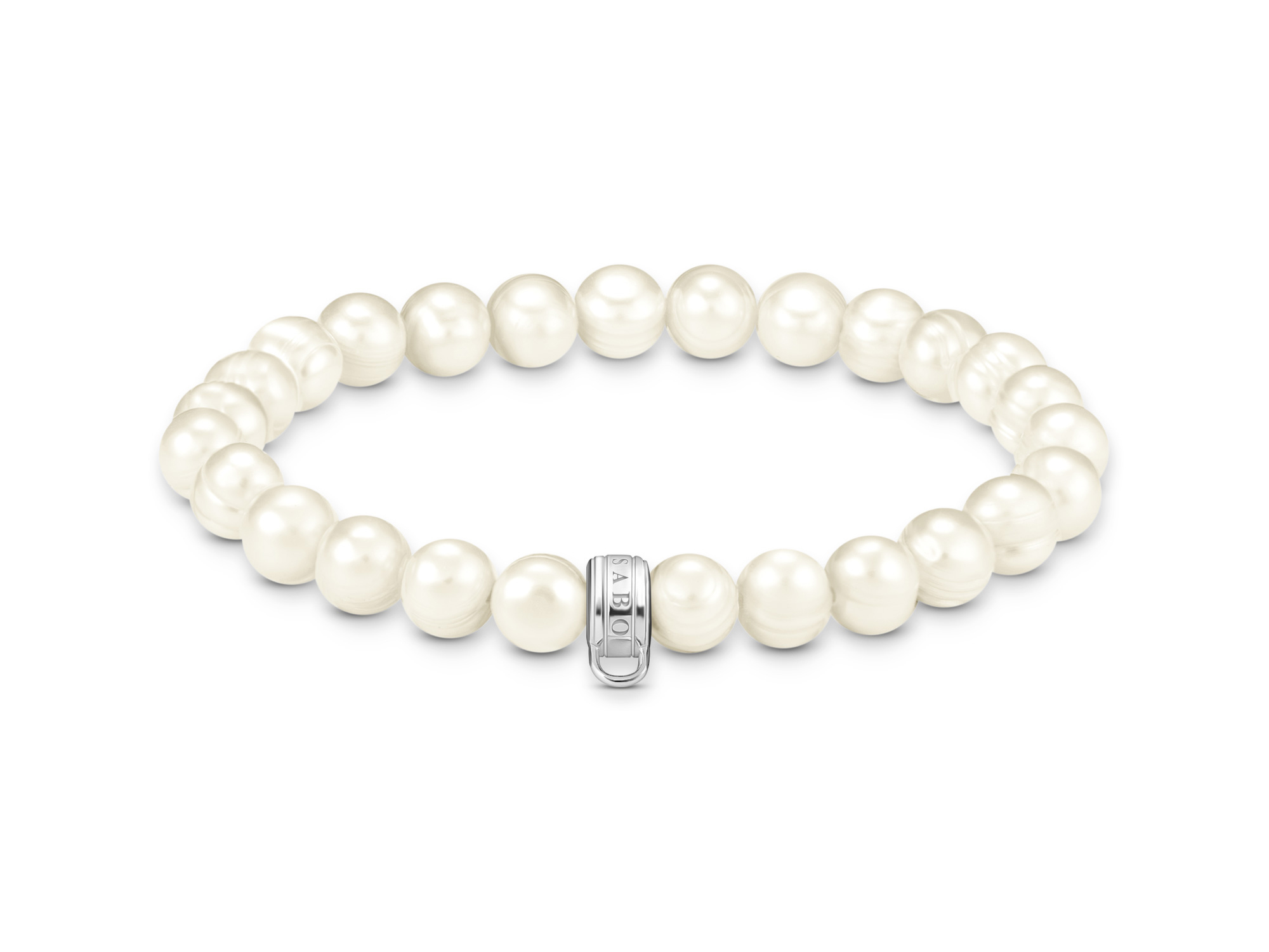 Thomas Sabo Armband X0293-082-14-L15 As We Love mit perlenartigen Elementen in Weiß und einem silbernen Verschluss, 15 cm lang, stilvoll und elegant, ideal für jeden Anlass.