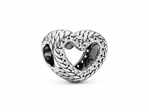 Pandora Icons - Charm - Schlangenkettenmuster Offenes Herz - Silber - 799100C01