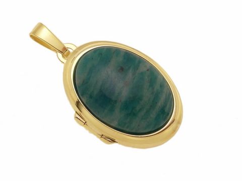 Amazonit Cabochon - Gold 585 Medaillon