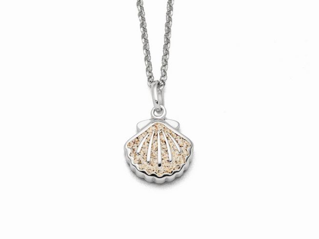 DUR Schmuck K2800 - Sterling Silber Kette Muschel Strandsand - Strandsand - 45 cm