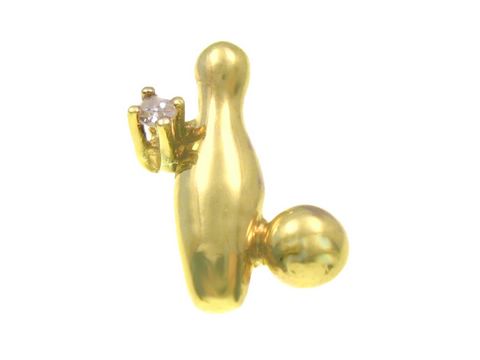 Kegel - Kegelsport - Gold Anhänger mit Diamant -