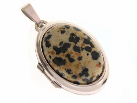 Dalmatiner Jaspis Medaillon Cabochon - Sterling Silber