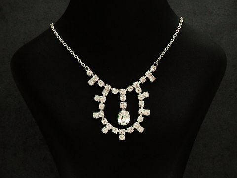 Strass Collier Kette - ausdrucksstark - weiß 38-45 cm Strasskette