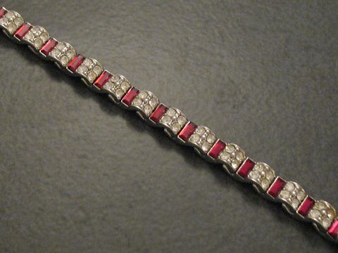 Strass Armband - rot - 16 cm - silberfarben - charmant