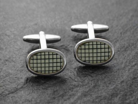 Manschettenknöpfe silberfarben Carbon-look - Muster - cufflinks