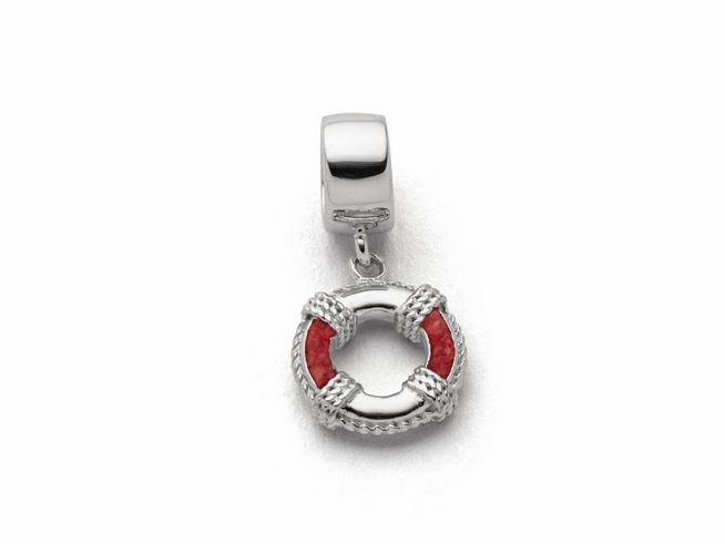 DUR Schmuck F308 - Sterling Silber Charm Rettungsring Koralle - Koralle -