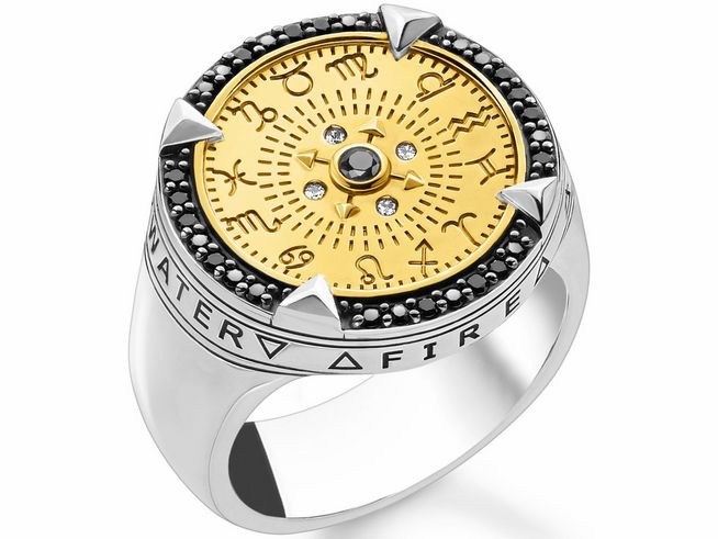 Thomas Sabo Ring TR2329-849-7-58 Sterling Silber - vergoldet Gelbgold + geschw. + Zirkonia mehrfarbig - Gr. 58