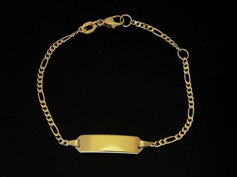 Armband mit Gravurplatte - Gold 750 Länge 14 cm FIGARO