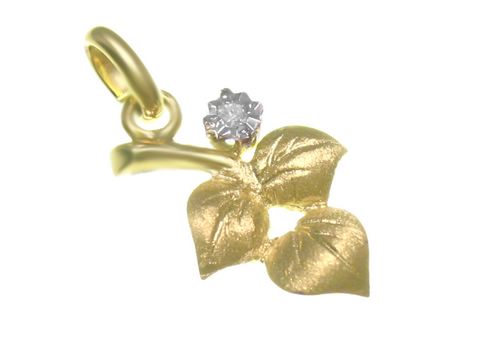 Blätter - Diamant Gold 585/- Anhänger - Gelbgold -