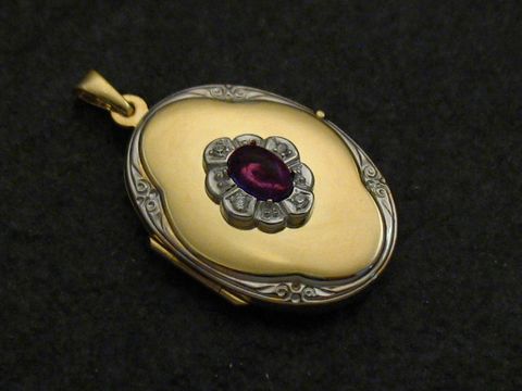 Amethyst lila - Medaillon Cabochon Gold 585 bicolor