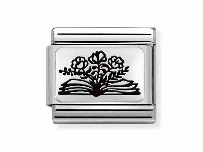 Nomination Classic Silber 330111 27 - Edelstahl - Sterling Silber charm - Buch mit Blumen