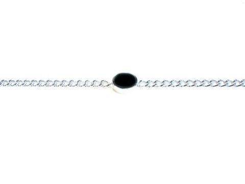 Silber Designer Armband! 19cm x 7mm - Echt Onyx