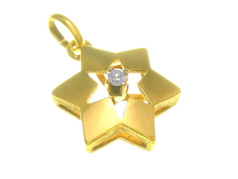 Gold Anhänger - Gold + Diamant 0,03 ct - poliert