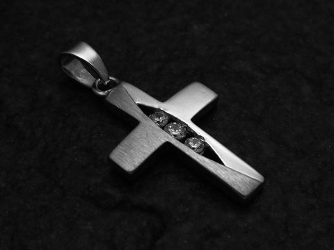 Anhänger Kreuz 925 Sterling Silber rhodiniert Zirkonia