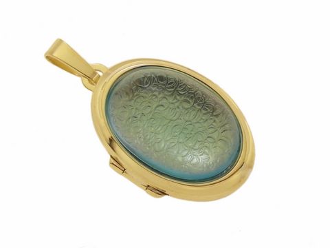 Blautopas - skye blue Cabochon - Gold 585 Medaillon