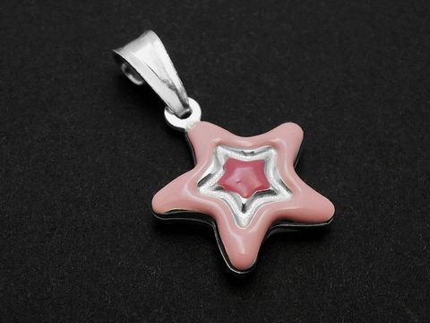 Stern - Silber Anhänger - traumhaft - Lack pink - rosa plastisch 3D