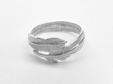 Silber Ring - Feder - Sterling Silber - verschlungen - Gr. 48