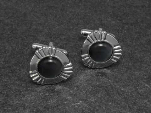 Manschettenknöpfe - GRAU - DESIGN - 18,6 mm - silberfarben