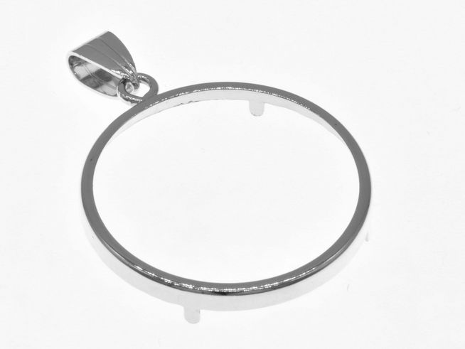 Münzfassung Anhänger - schlicht - 29 mm max. Münzen Durchmesser - 925 Sterling Silber rhodiniert