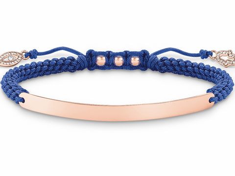 Thomas Sabo LBA0068-898-1-L21v Love Bridge Armband 15-21cm Silber verg. Roségold - Zirk. Nylon blau