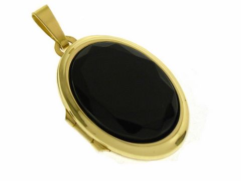 Onyx facettiert Medaillon - Cabochon - Gold 333