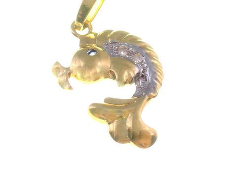 Fisch - Gold Anhänger mit Diamant - Pisces