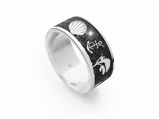 DUR Lavasand Ring Nachtring Ostsee - R5230.54 - Sterling Silber - Gr. 54