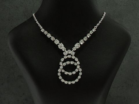 Strass Collier Kette - pompös - weiß 38-45 cm - Strasskette