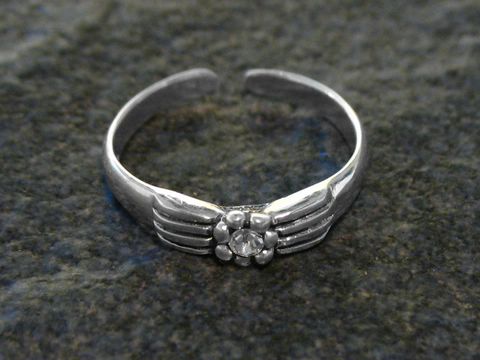 Blüten Zehenring aus Sterling Silber - DURCHSICHTIG