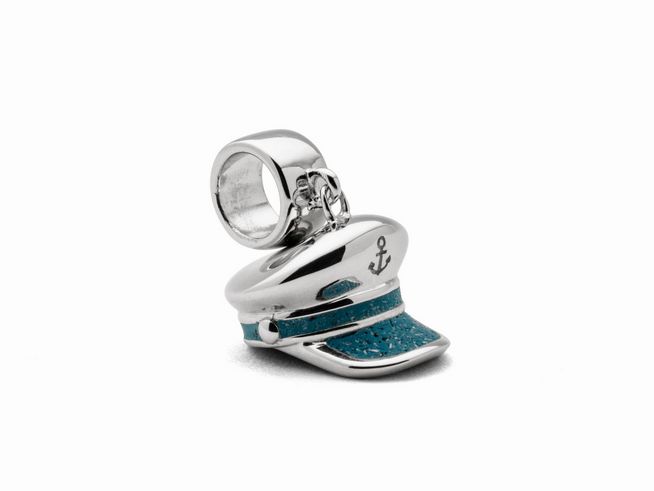 DUR Schmuck F267 - Sterling Silber Charm Kapitänsmütze blauer Steinsand - Steinsand -