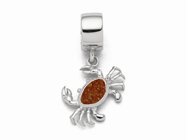 DUR Schmuck F315 - Sterling Silber Charm Krabbe Bernsteinsand - Bernstein -