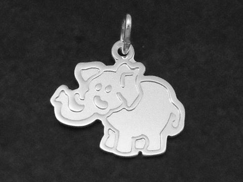 Elefant - Silber Anhänger - süß - teilmattiert