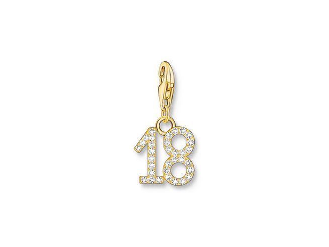 Thomas Sabo 2139-414-39 Charm-Anhänger - Zahl 18 - Silber Gelbgold verg. & Zirkonia