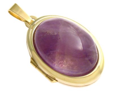 Amethyst Cabochon - Gold 333 Medaillon