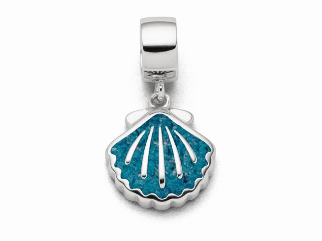 DUR Schmuck F318 - Sterling Silber Charm Muschel Steinsand Blau - Steinsand -