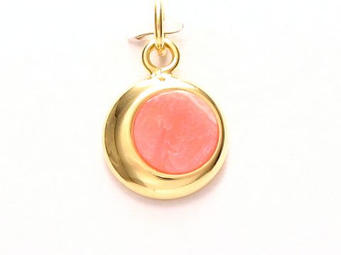 Rhodochrosit rund - Anhänger mit Gold Auflage (Doublé)