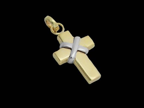 Kreuz - Anhänger Gold 585 - bicolor - elegant