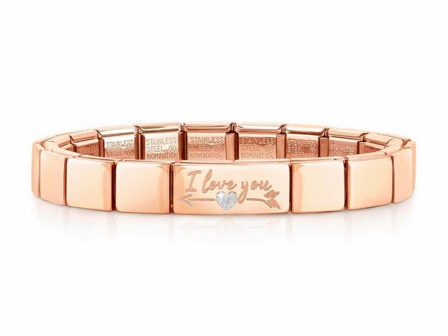 Nomination 239104 23 GLAM Armband - Edelstahl - Roségold PVD-besch. Doppel-Link - I love you