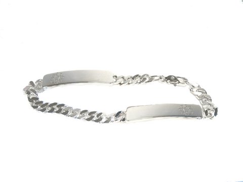 Silber Armband! 20cm x 8mm mit Gravurplatten & Magneten