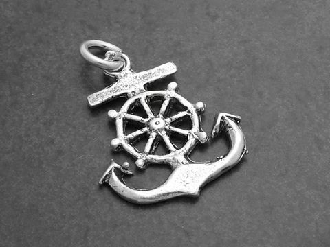 Anker mit Ruder 925 Sterling Silber Anhänger -Segeln-