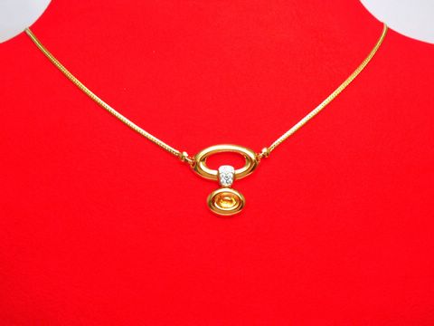 Collier Goldkette 750 Mittelteil Citrin - Zirkonia 43cm