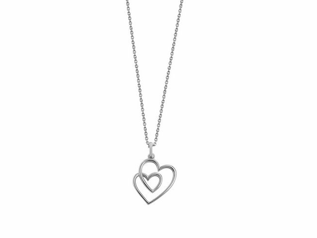 Xenox Sterling Silber Kette XS3601 - 40-45 cm - LOVE STORY - Karreekette - Herz