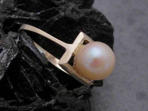 Gold Perlen Ring - imposant - Gr. 58 - Zuchtperle 6,2 mm - Gold 333 - Goldring