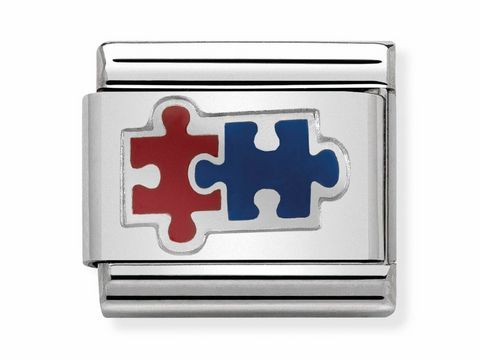 Nomination - 330202 37 - Puzzle Teile blau und rot SYMBOLE - SilverShine Classic