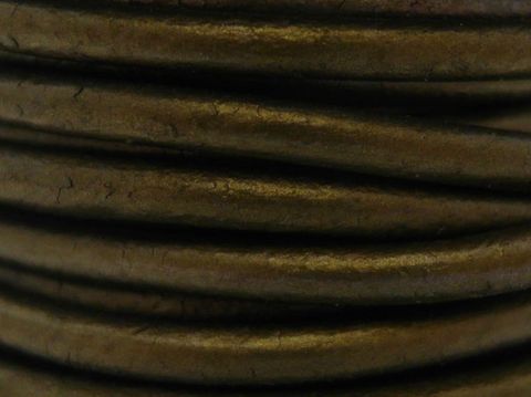 Lederband Olivgrün - 28 cm - 3 mm - Edelstahl Bajonett - Metallic - gauriya