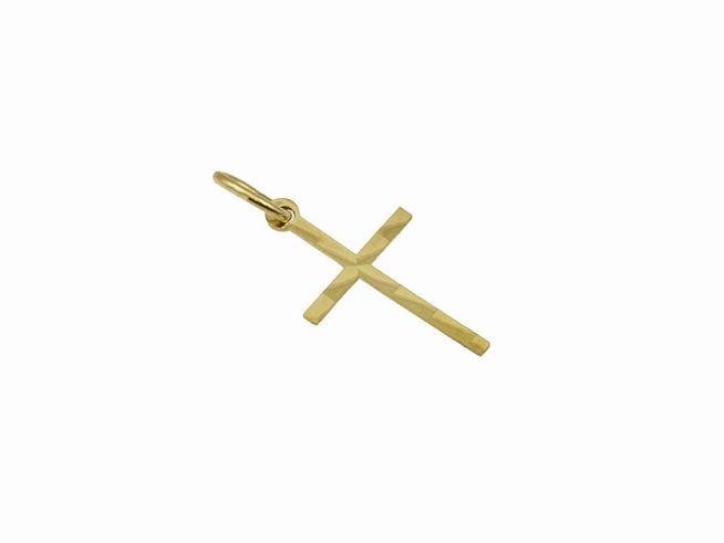 Kreuz Anhänger - trendig - 333 Gelbgold - diamantiert