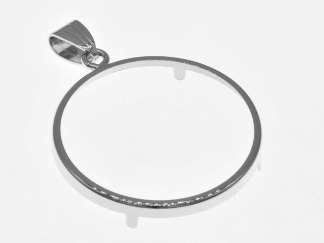 Münzfassung Anhänger - schlicht - 31 mm max. Münzen Durchmesser - 925 Sterling Silber rhodiniert