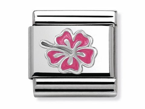 Nomination Classic - Silvershine SYMBOLE - Emaille + Silber - rose Hibiskus - 330202 24